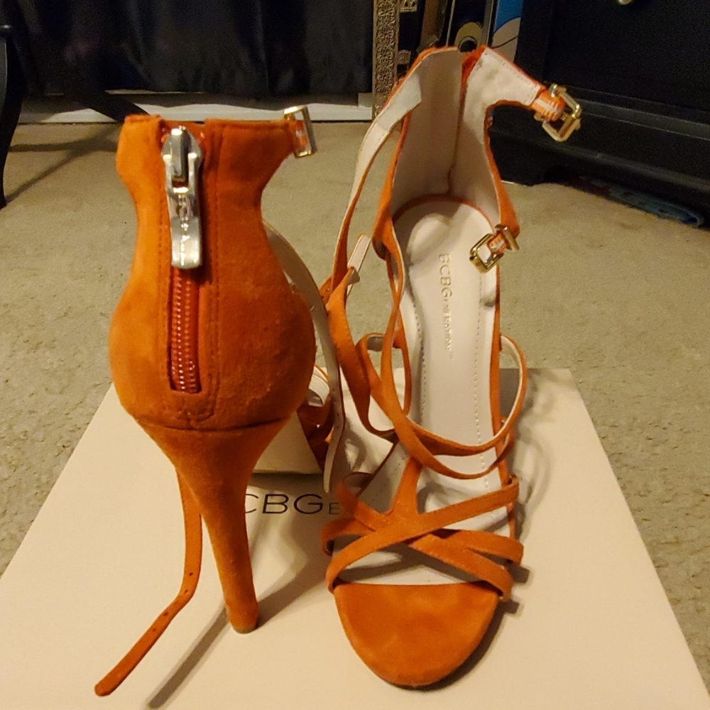 BCBG Tangerine Suede Heels